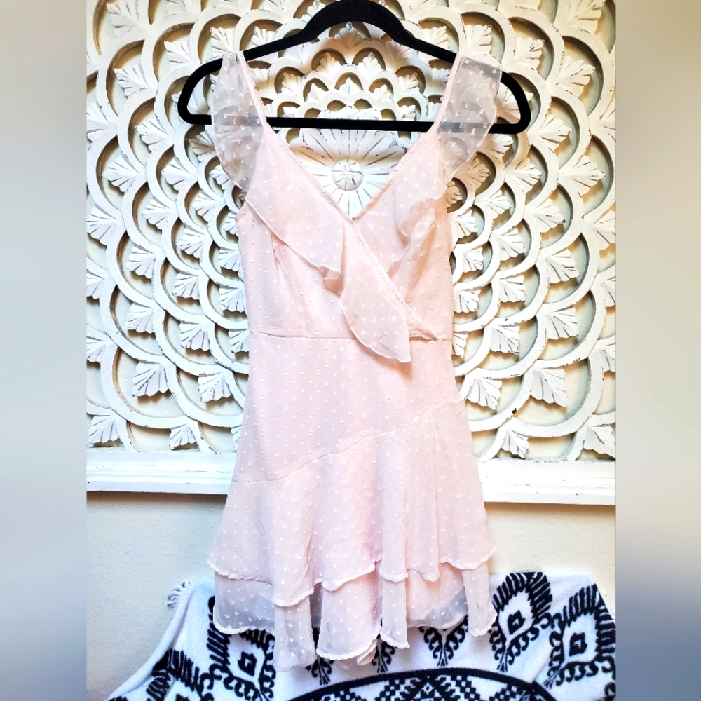 Light Pink Swiss Dot Flowy Sincerely Jules XS Romper